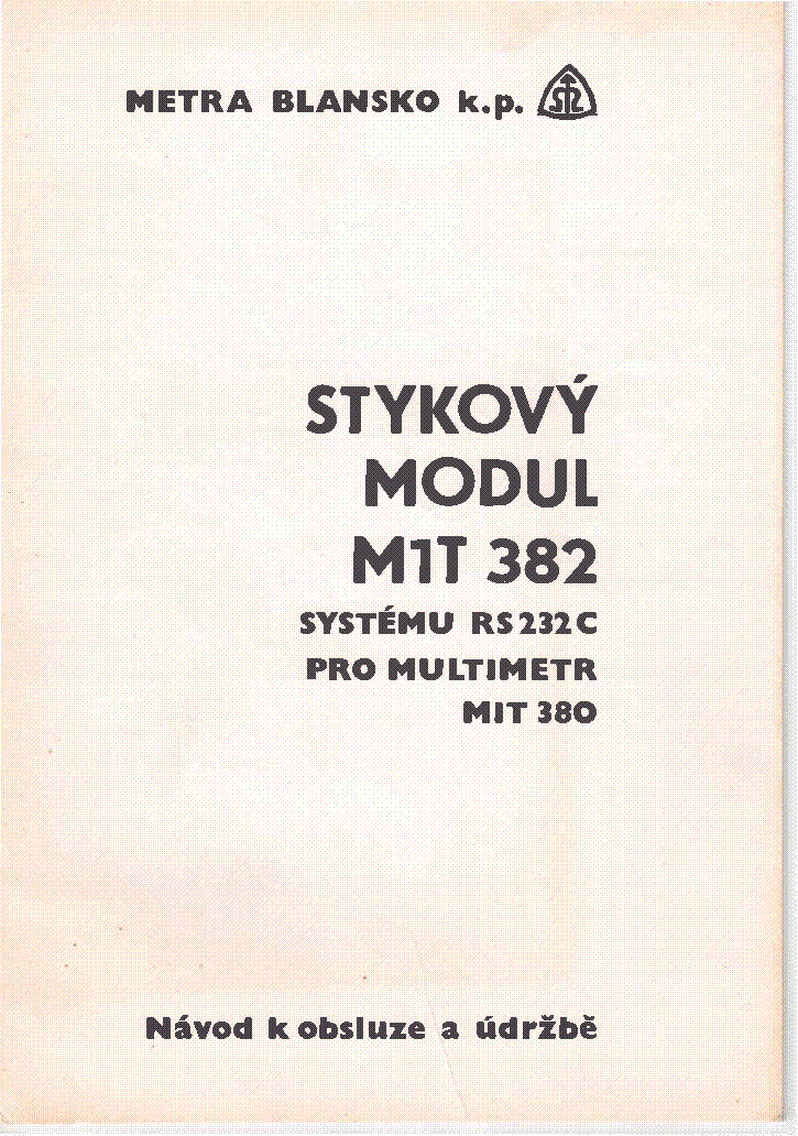 METRA STYKOVY MODUL M1T 382 FOR M1T 380 MULTIMETER service manual (1st page)