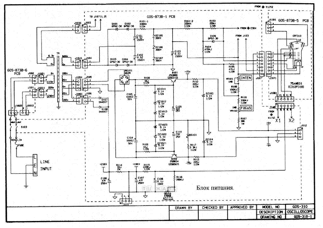 GOS310 OSCILLOSCOPE SCH Service Manual download, schematics, eeprom ...