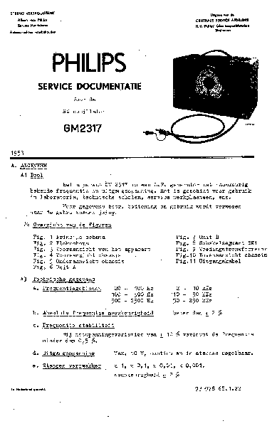 PHILIPS GM2317-OSCILLATOR-VINTAGE service manual (1st page)