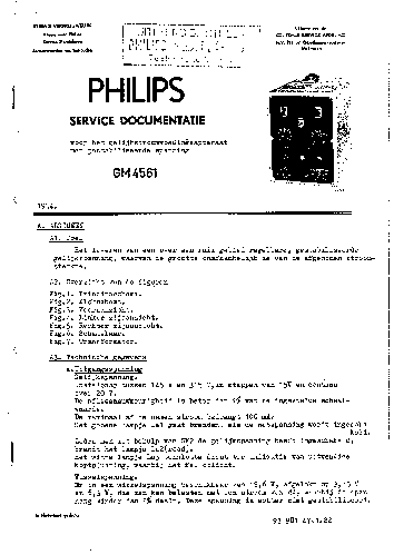 PHILIPS GM4561 145-315V,100MA DC-REGULATED POWER SUPPLY NL 1954 SM service manual (1st page)