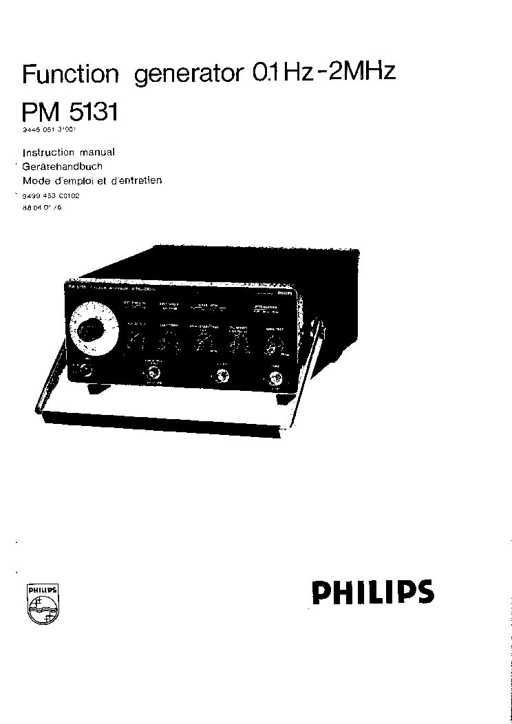 Philips Bedienungsanleitung mit Serviceteil für Generator PM 5131  mehrspr Copy 