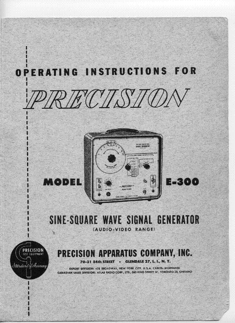 1953 Precision Apparatus E-200 Servicing by Signal Substitution Manual 