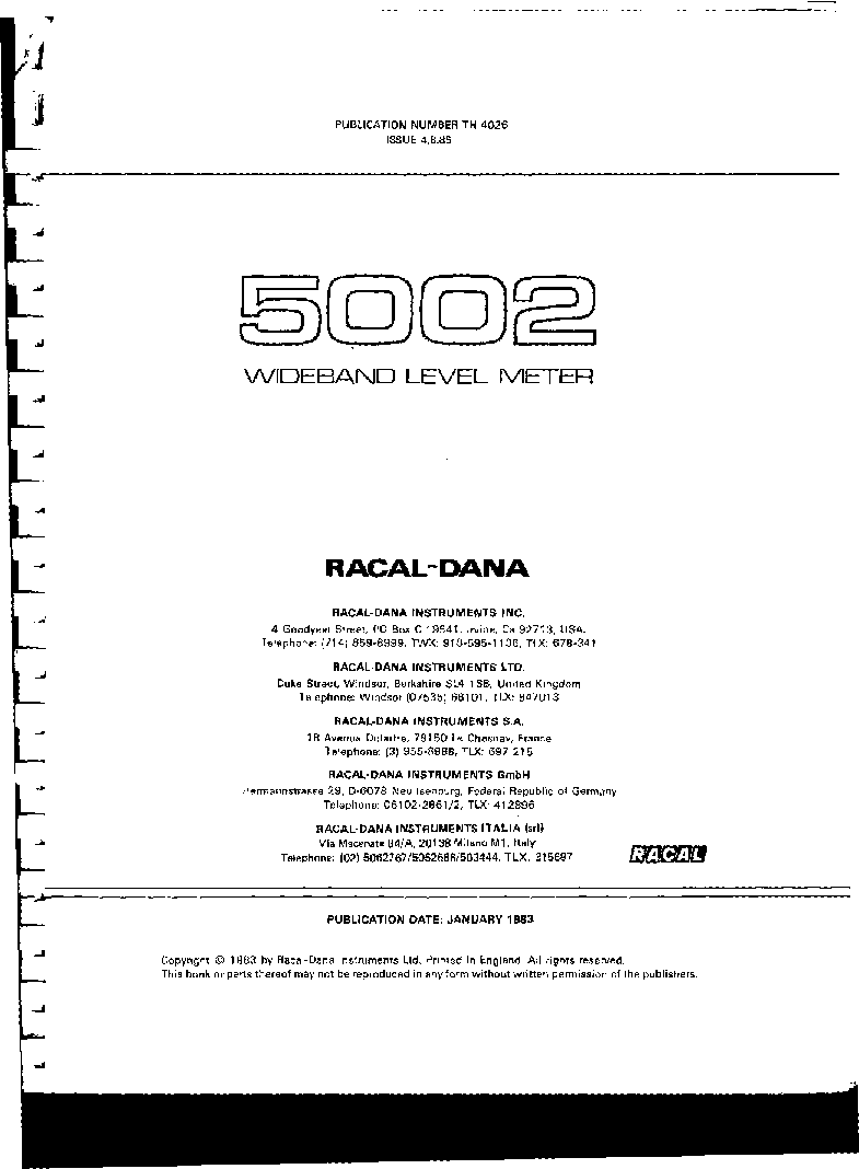 RACAL-DANA 5002 WIDEBAND-LEVEL-METER SM service manual (1st page)