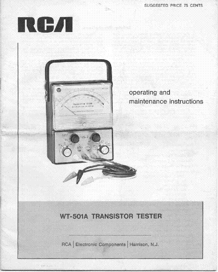Vintage 1960s RCA Wt-501a Transistor Tester for sale online 