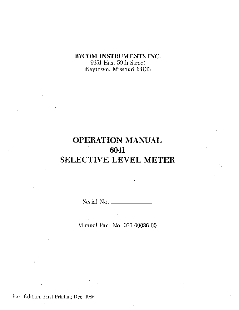 6041 300HZ3,5MHZ SELECTIVE LEVEL METER 1986 OP SM
