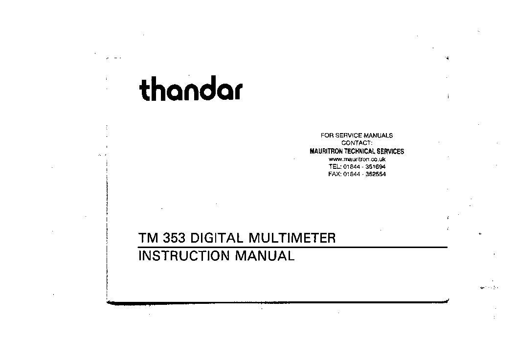 SINCLAIR THANDAR TM353 MULTIMETER INSTR. SM service manual (1st page)