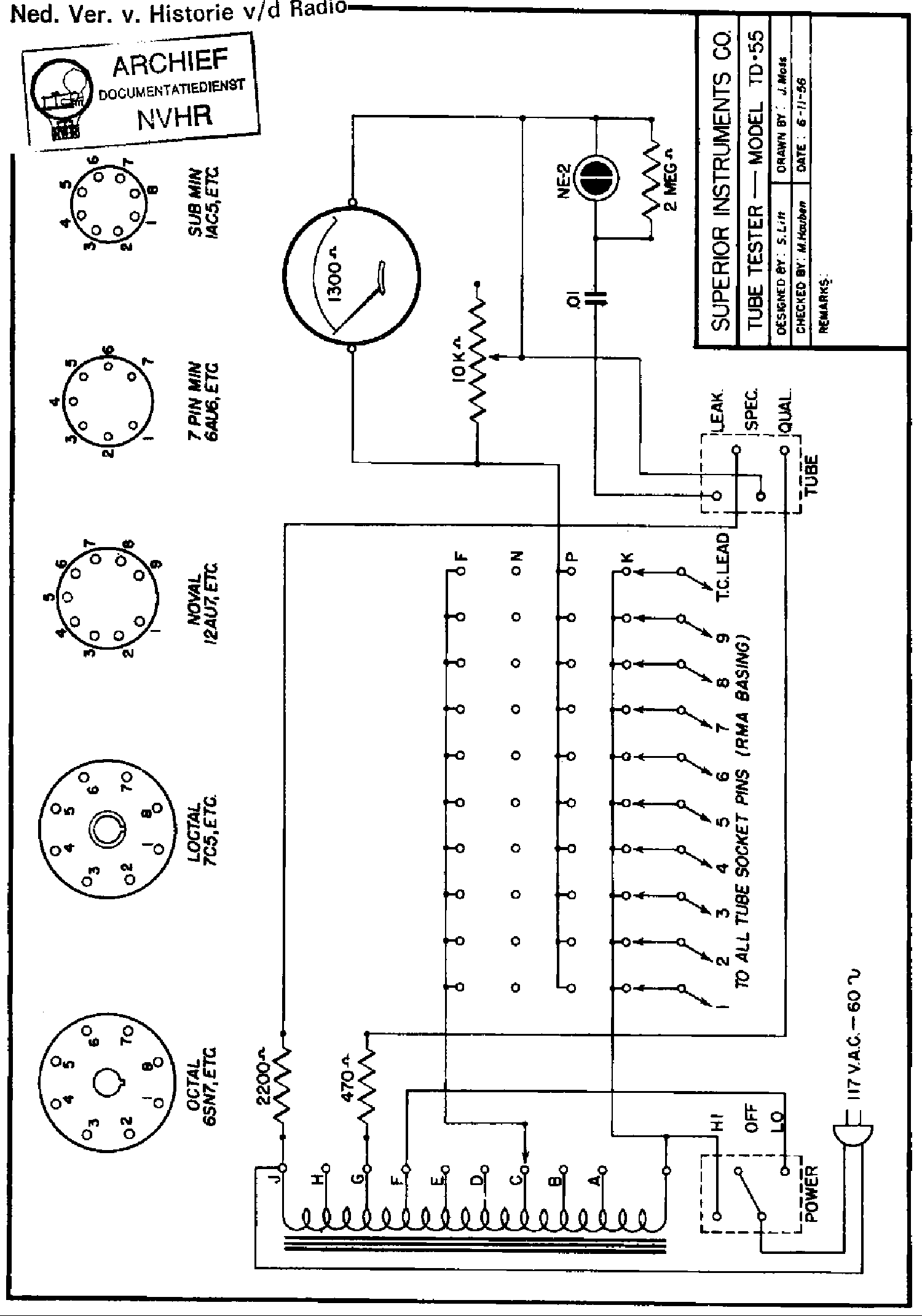 SUPERIORINSTRUMENTS TD55 TUBE TESTER 1956 SCH Service Manual download ...