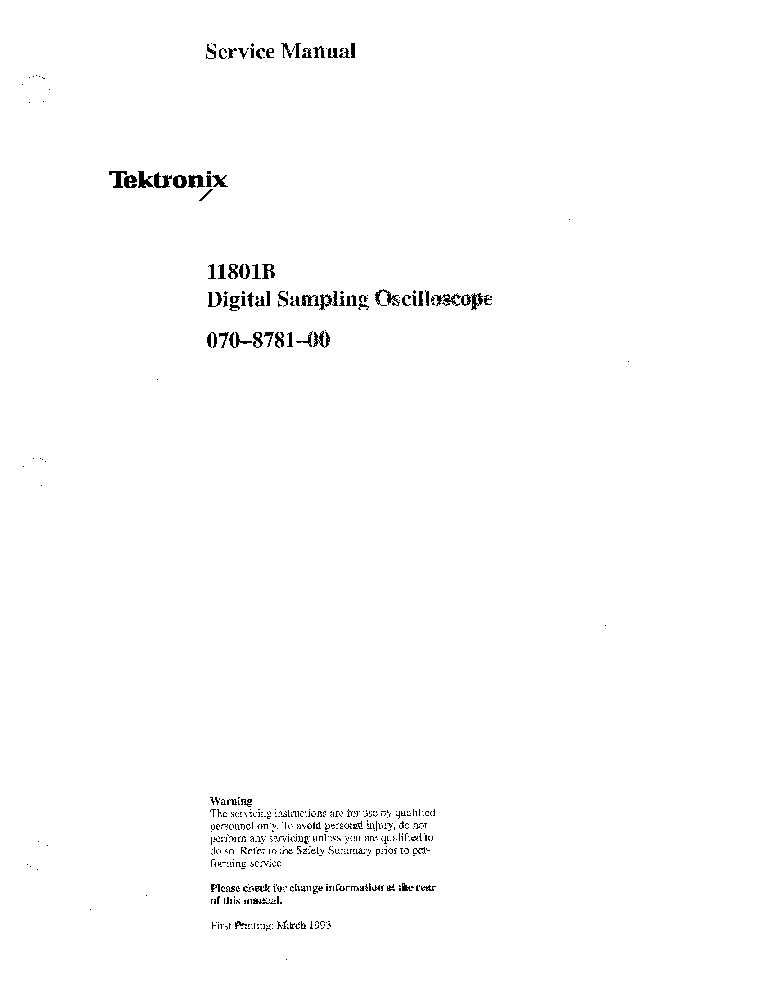 TEKTRONIX 11801B OSCILLOSCOPE service manual (1st page)