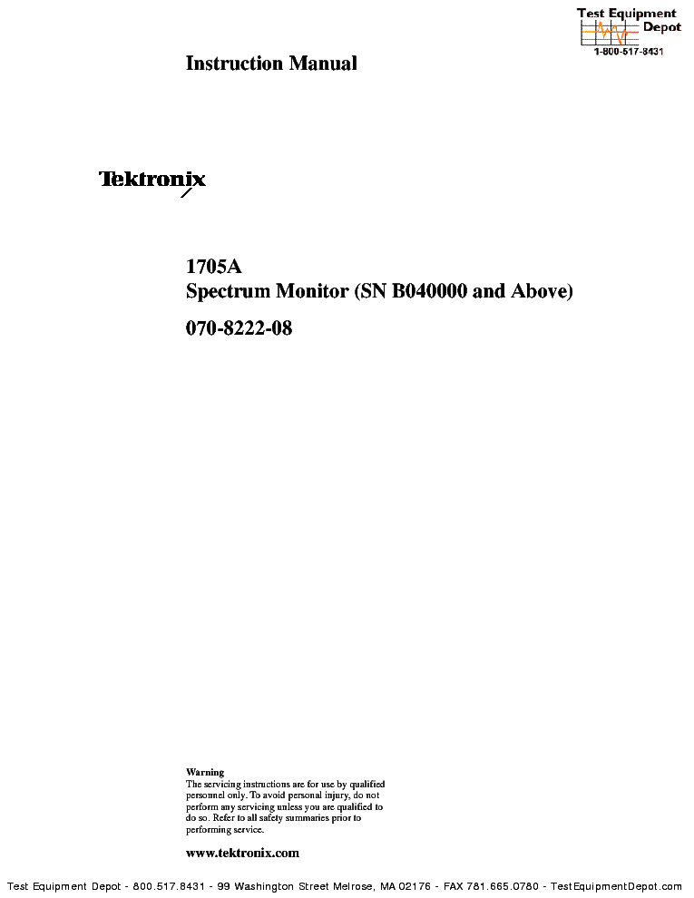 TEKTRONIX 1705A service manual (1st page)