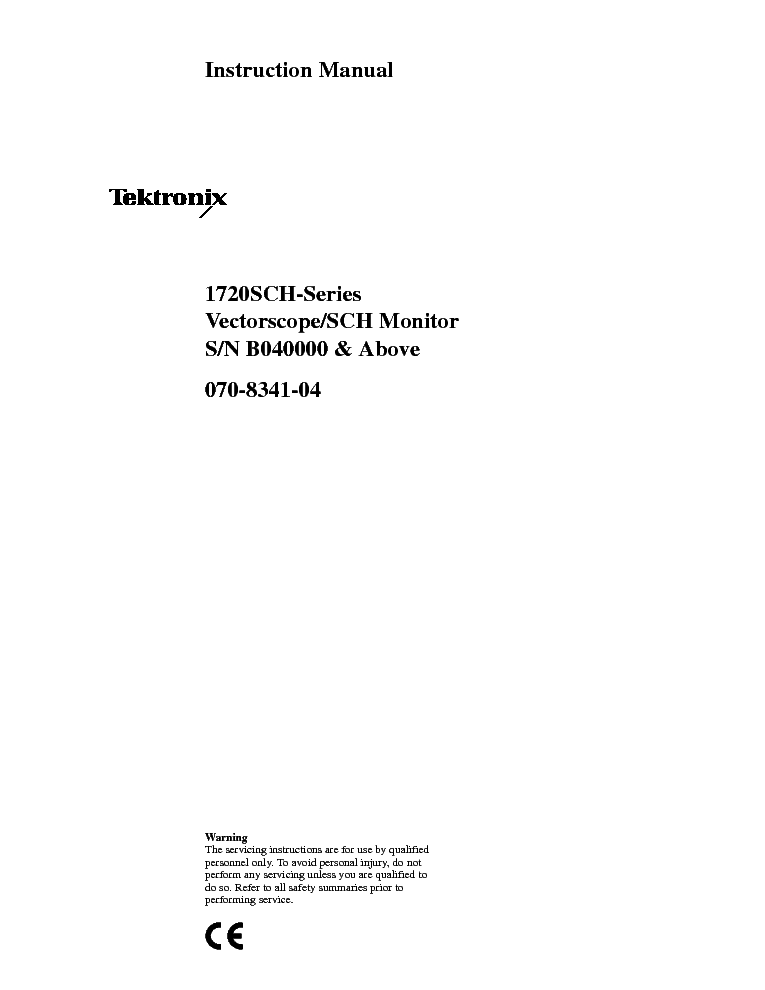 TEKTRONIX 1720 VECTORSCOPE 1986 FULL SM service manual (1st page)