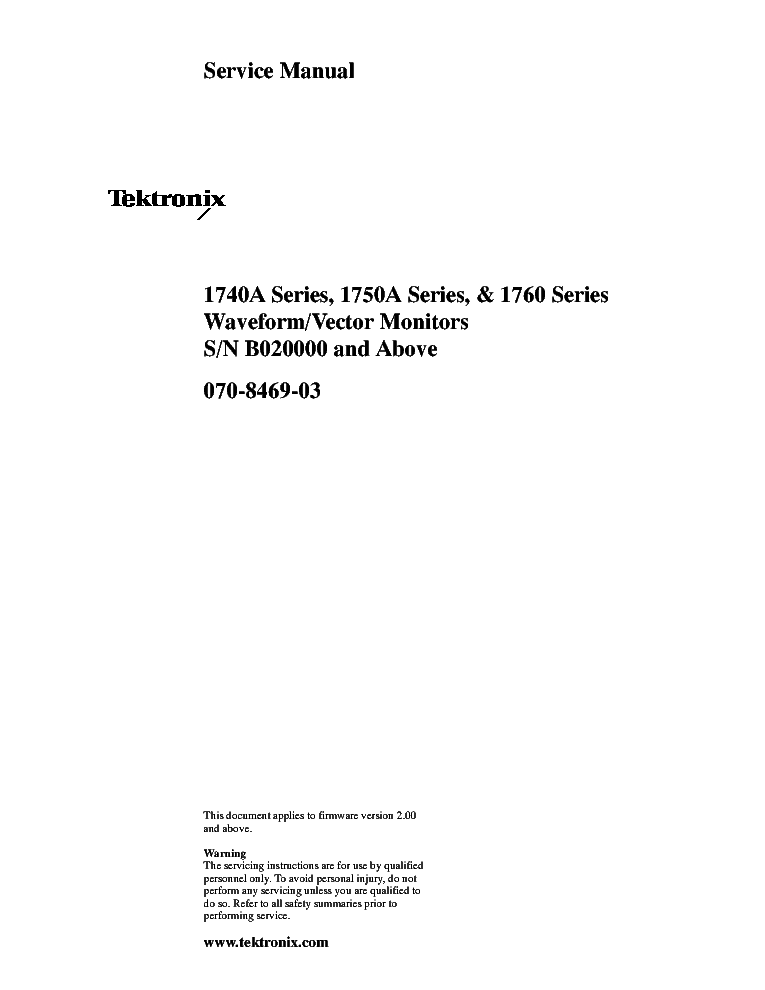 TEKTRONIX 1740A-1750A-1760 SM 1 service manual (1st page)