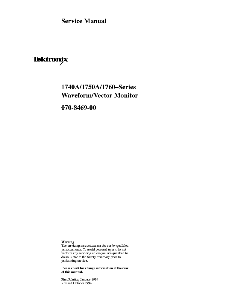 TEKTRONIX 1740A-1750A-1760 SM 2 service manual (1st page)