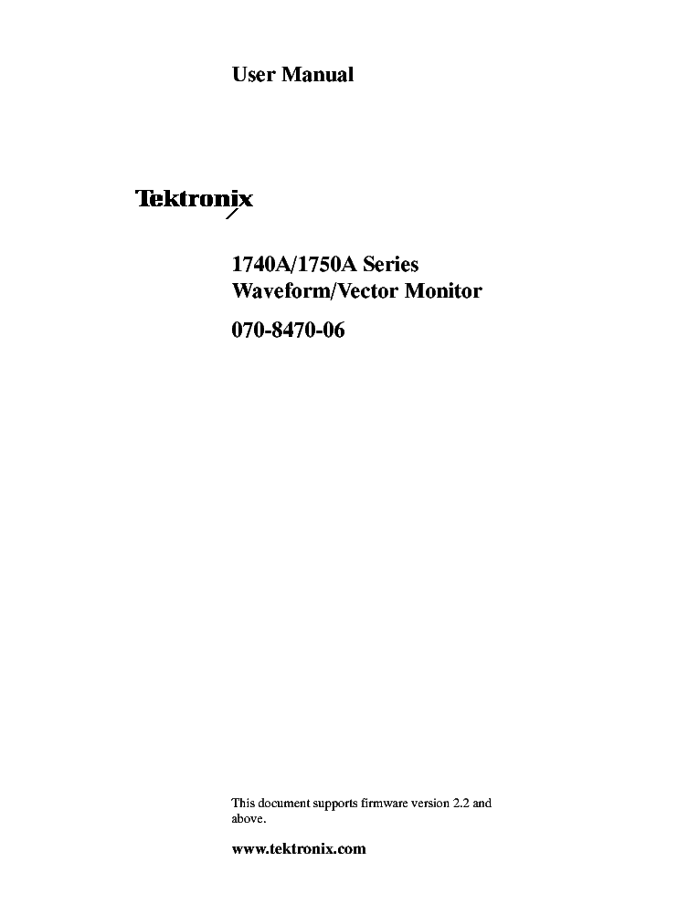 TEKTRONIX 1740A 1750A SERIES WAVEFORM MONITOR USR. SM service manual (1st page)