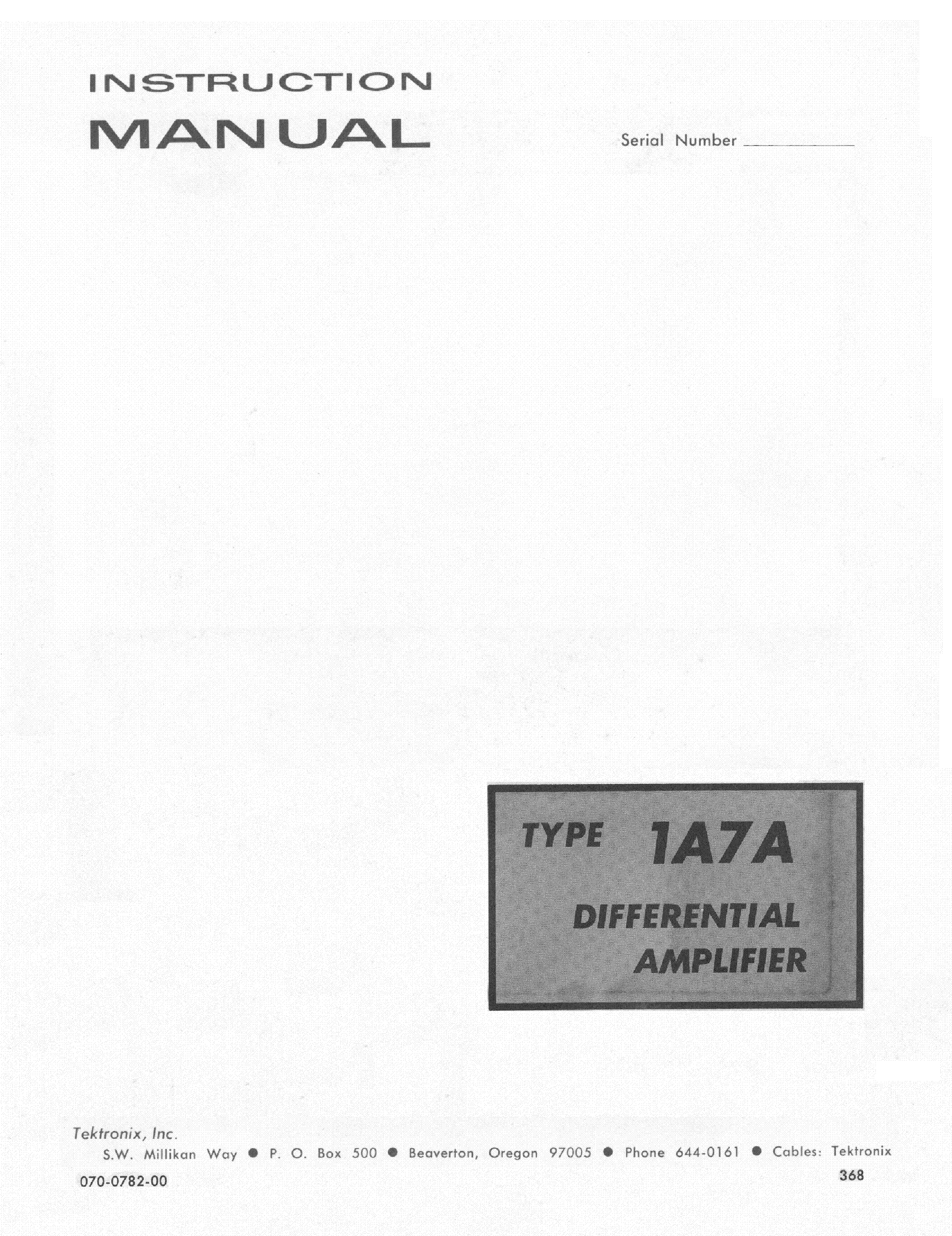 TEKTRONIX 1A7A PLUGIN SM service manual (1st page)