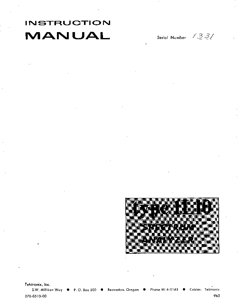 TEKTRONIX 1L10 PLUGIN SM service manual (1st page)