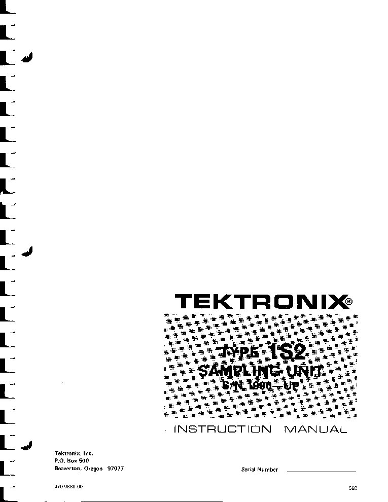 TEKTRONIX 1S2 PLUGIN SM SN1990-UP service manual (1st page)