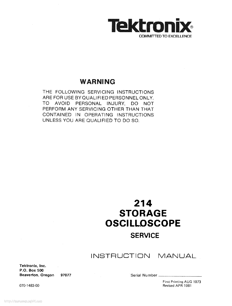 TEKTRONIX 2214 Service Manual 