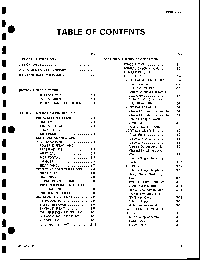 TEKTRONIX 2213 SM service manual (2nd page)