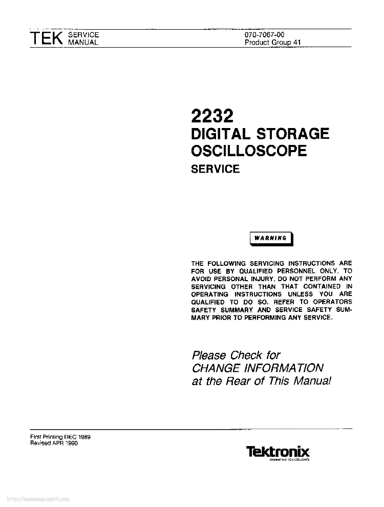 TEKTRONIX 2232 service manual (1st page)