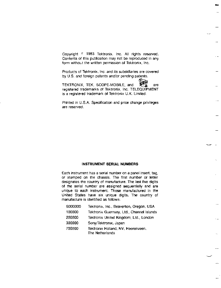 TEKTRONIX 2236 2X2MV,100MHZ OSCILLOSCOPE 1983 OP SM service manual (2nd page)