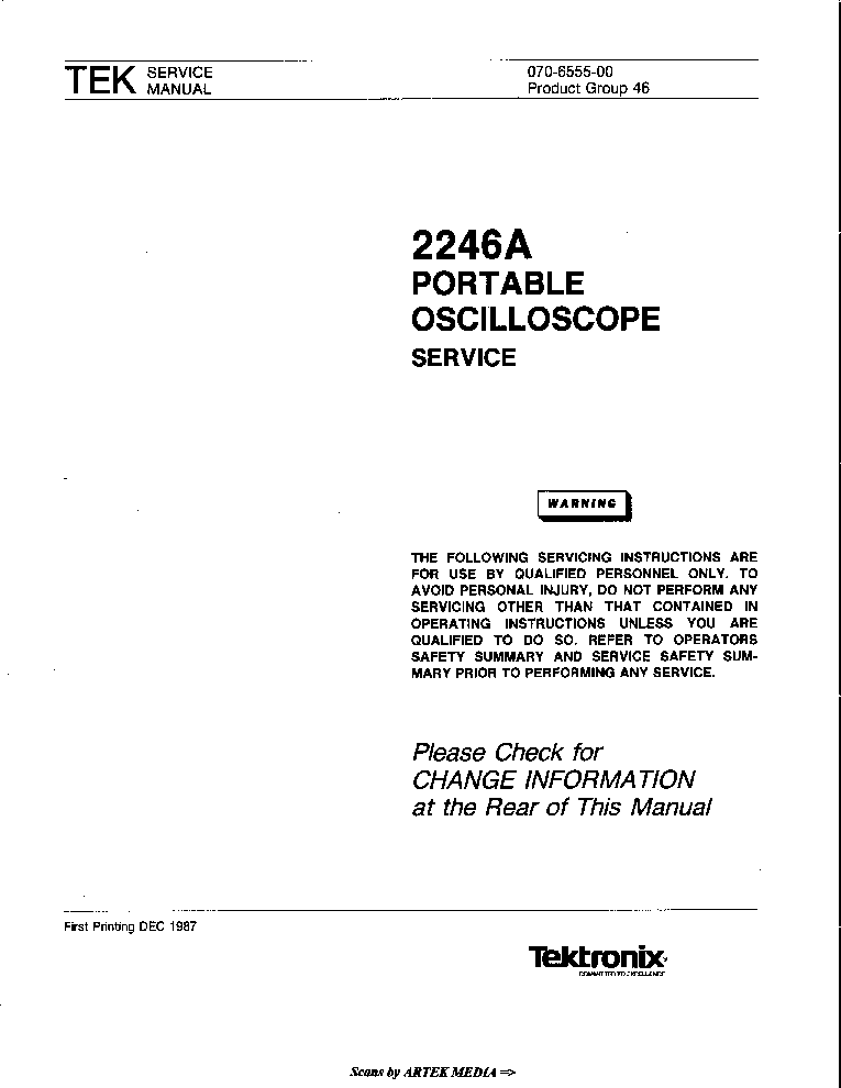 TEKTRONIX 2246A SM service manual (1st page)