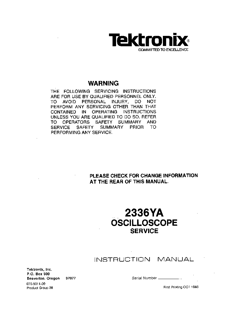 TEKTRONIX 2336YA SM service manual (1st page)