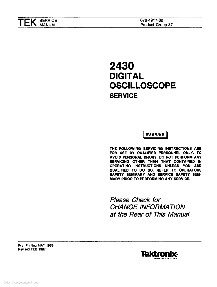 TEKTRONIX 2430 service manual (1st page)
