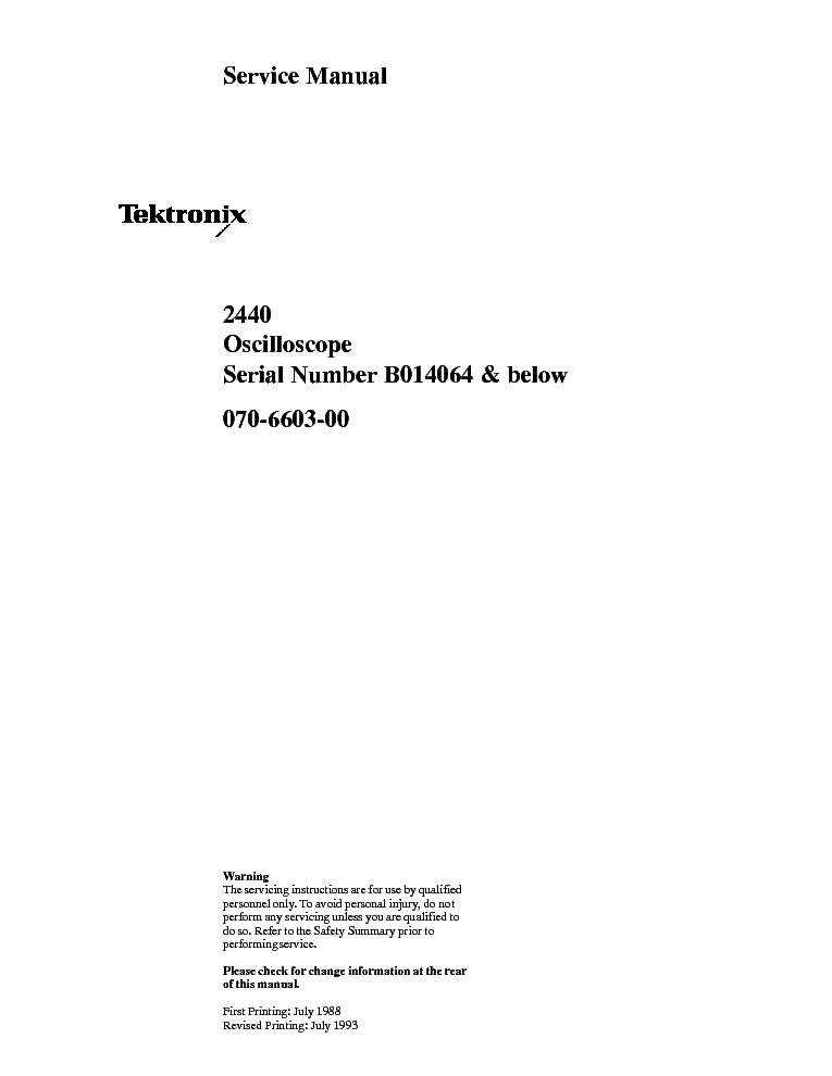 TEKTRONIX 2440 OSCILLOSCOPE SM service manual (1st page)