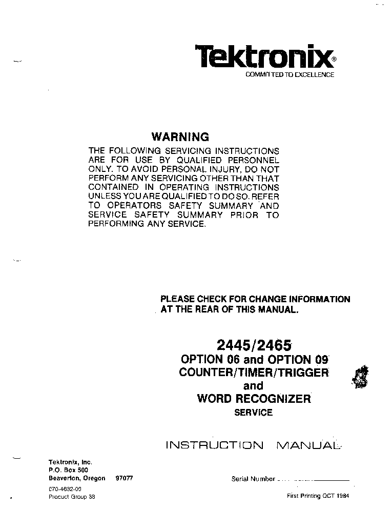 TEKTRONIX 2445 2465 SM service manual (1st page)