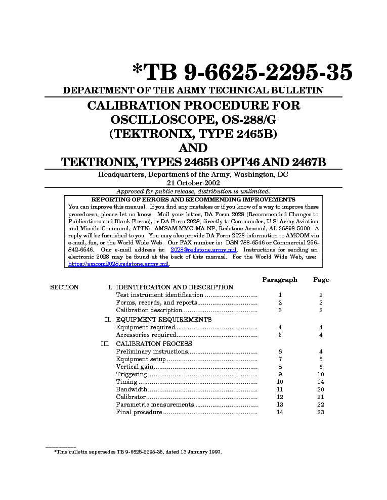 TEKTRONIX 2465B 2467B CALIBRATION service manual (1st page)