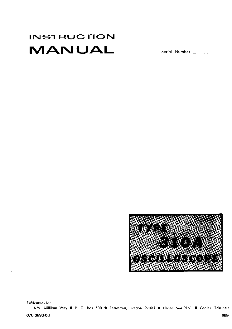 TEKTRONIX 310A VINTAGE OSCILLOSCOPE SM service manual (1st page)