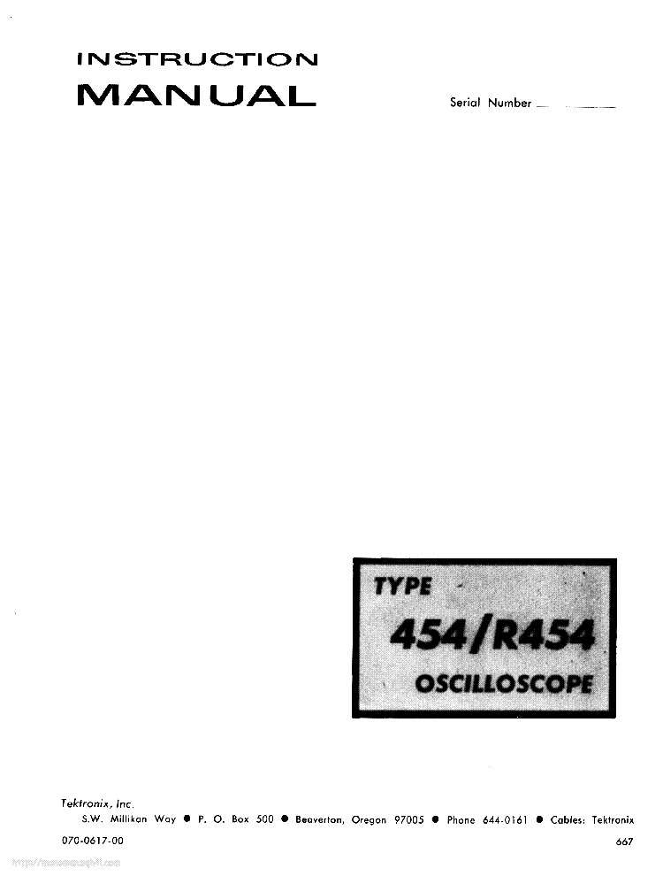 TEKTRONIX 454 R454 service manual (1st page)