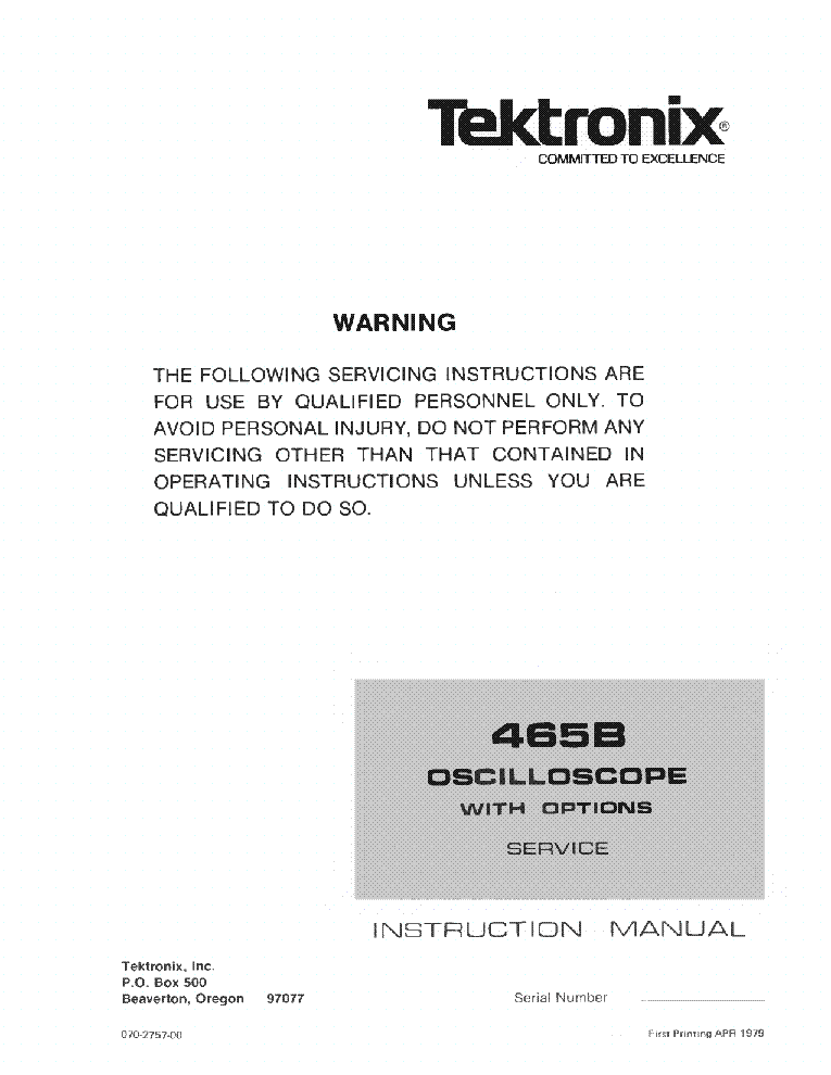 LO Serials 17"x11" Long Diagrams Tektronix TEK 465B DM44 Manuals Library HI 