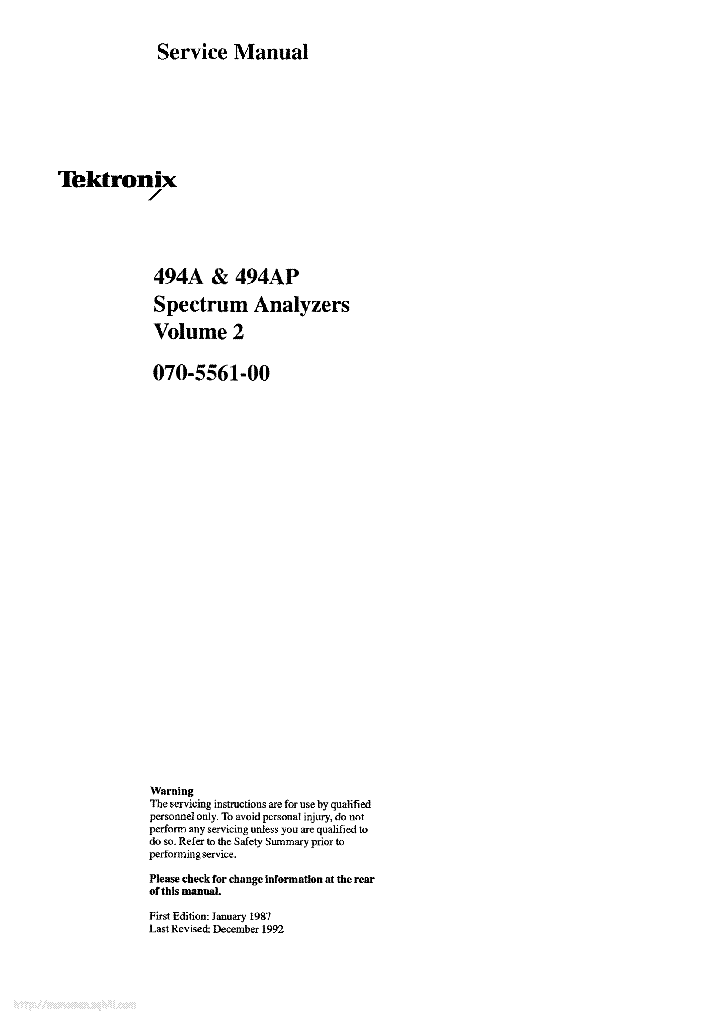 TEKTRONIX 494A AP VOLUME2 service manual (1st page)