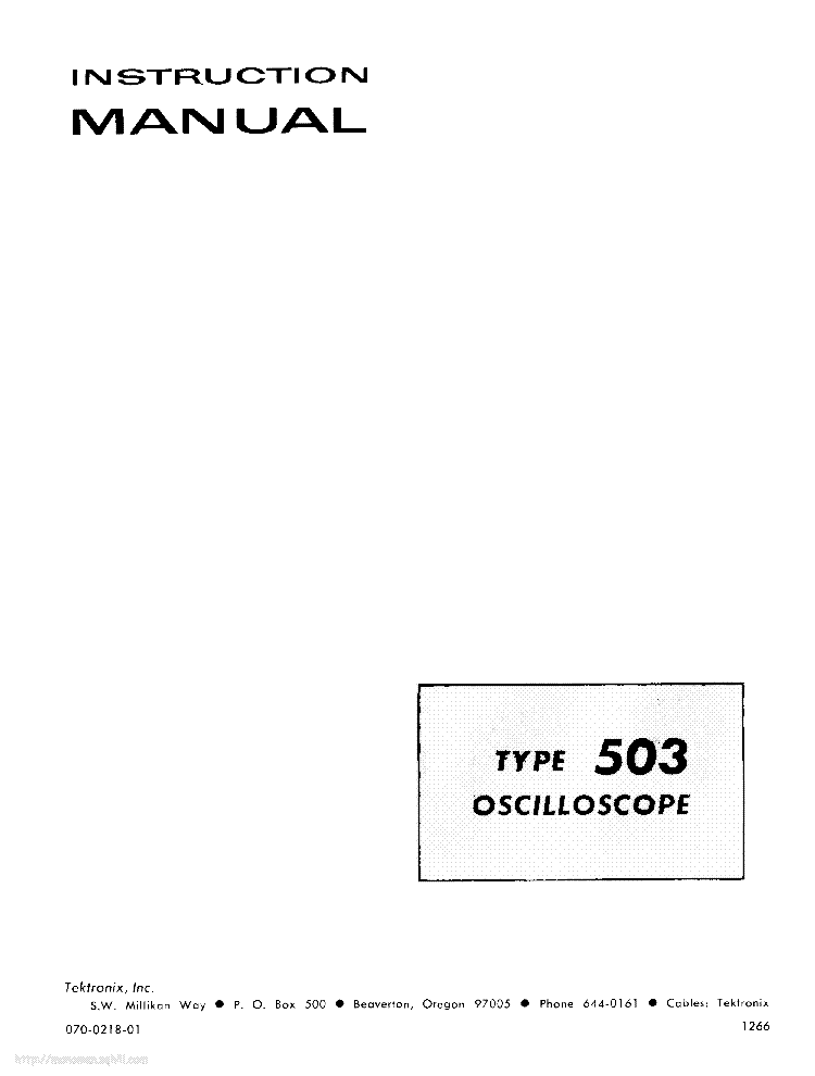 TEKTRONIX 503 service manual (1st page)