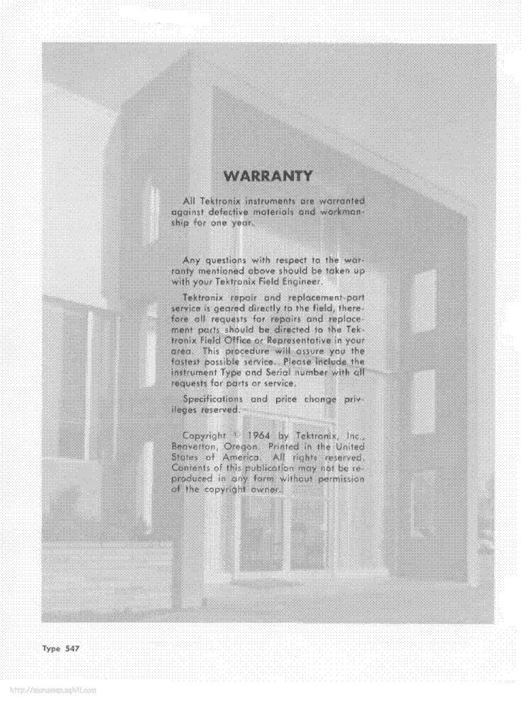 TEKTRONIX 547 service manual (2nd page)