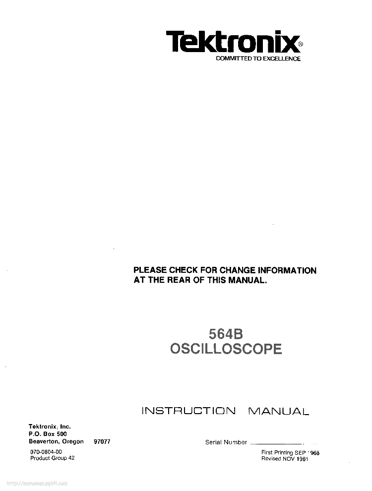 TEKTRONIX 564B service manual (1st page)