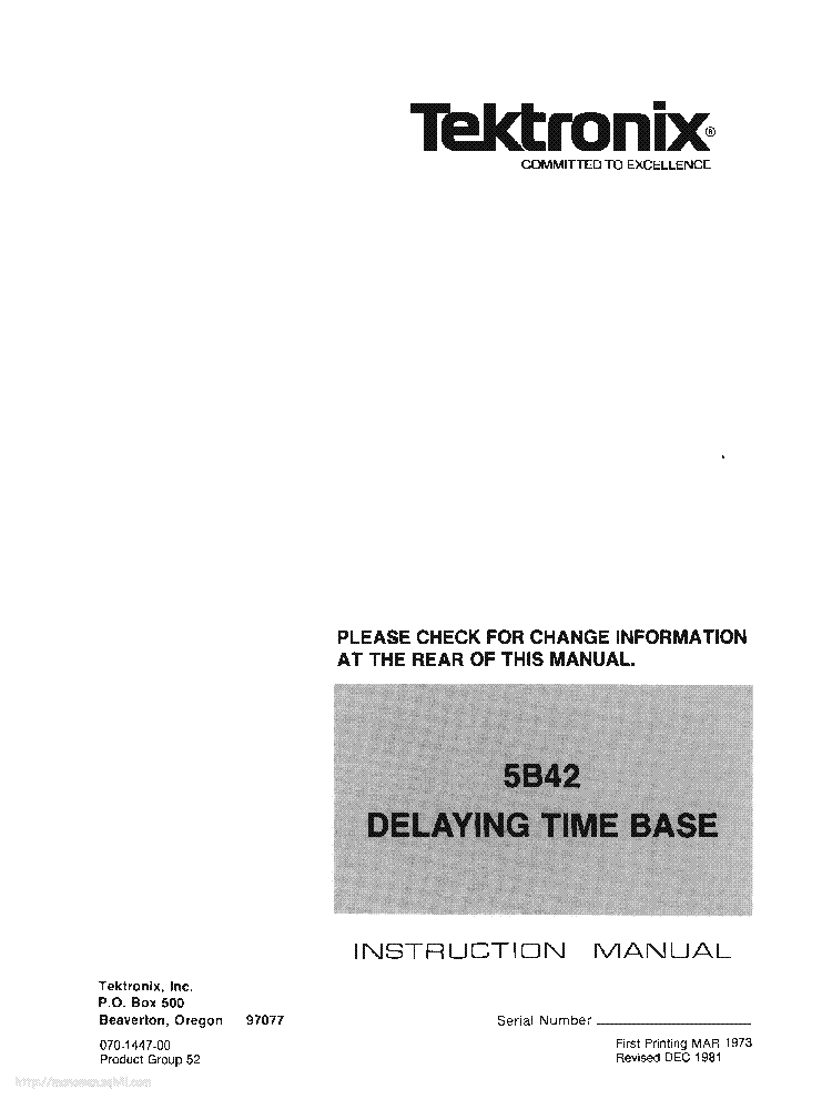 TEKTRONIX 5B42 service manual (1st page)