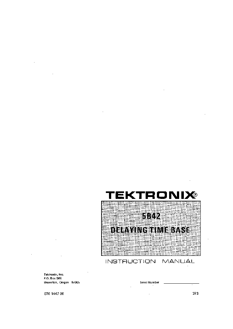 TEKTRONIX 5B42 60MHZ 5403 DELAYING TIME BASE 1978 SM service manual (1st page)