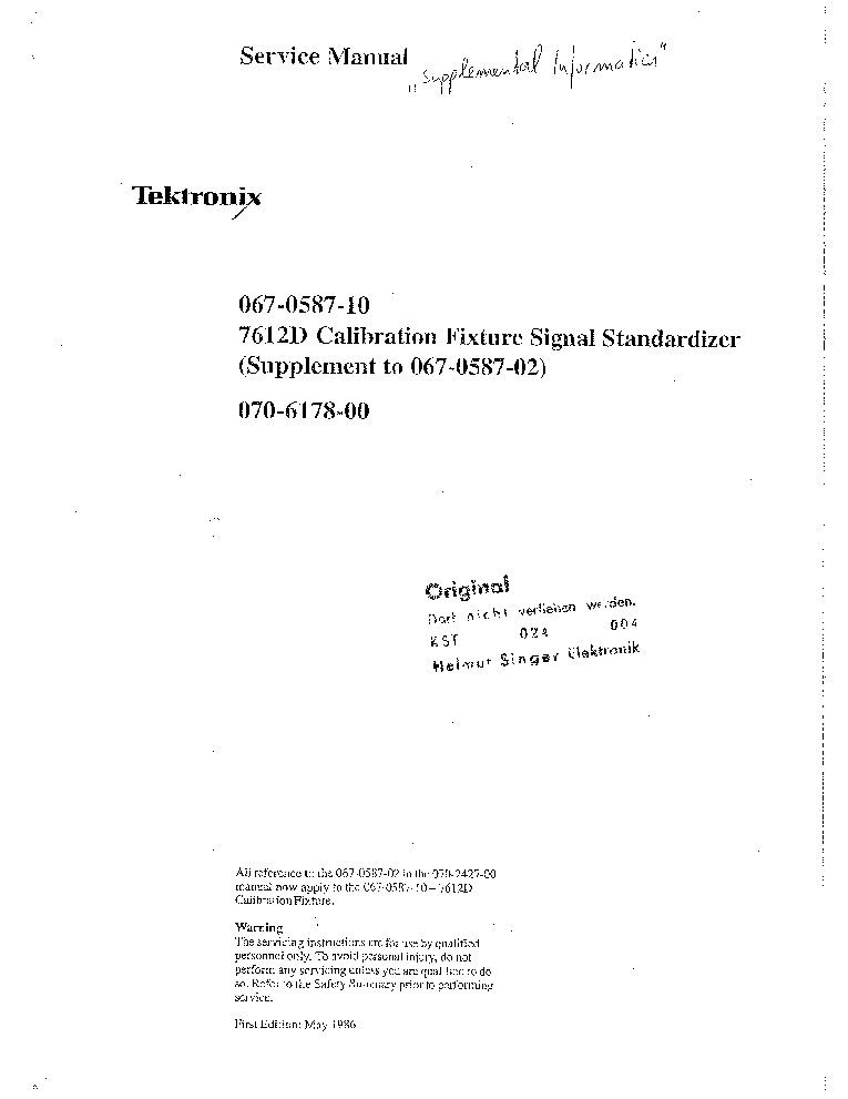 TEKTRONIX 7612D 067-0587-10 SM service manual (1st page)