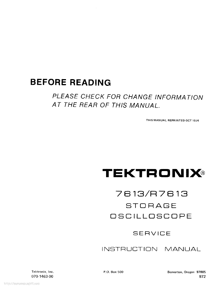 TEKTRONIX 7613 R7613 service manual (1st page)