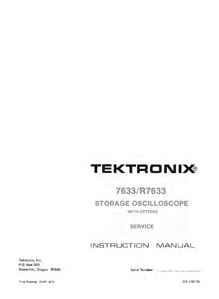 TEKTRONIX 7633 R7633 STORAGE OSCILLOSCOPE service manual (1st page)