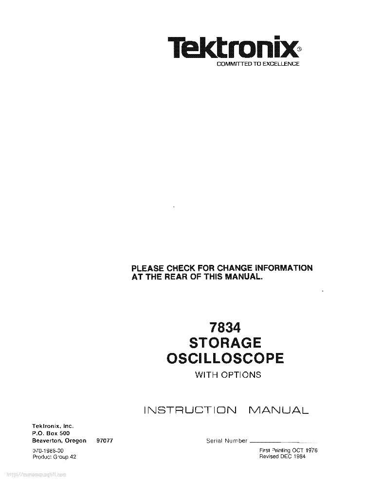 TEKTRONIX 7834 service manual (1st page)