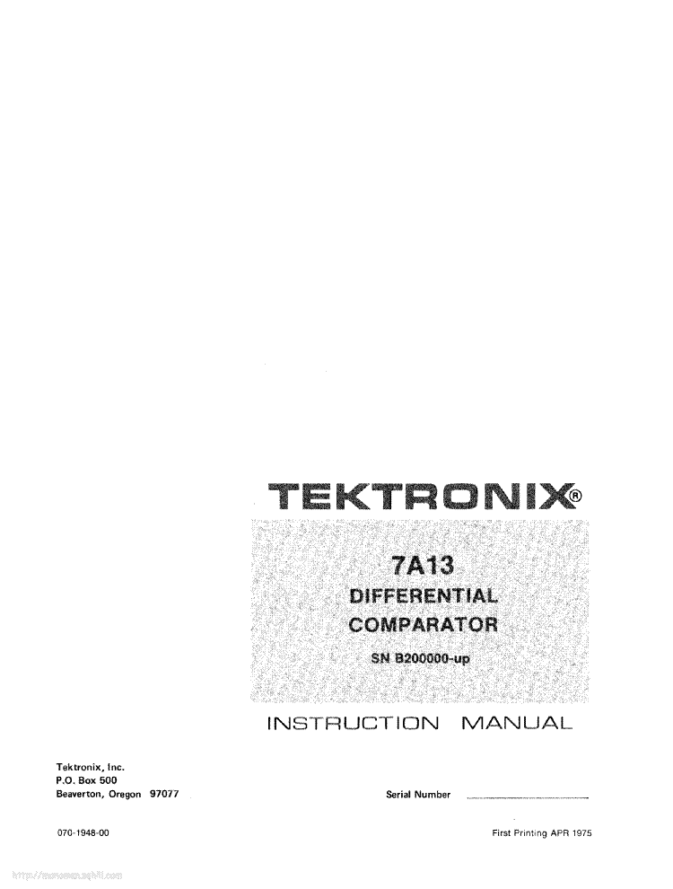TEKTRONIX 7A13 service manual (1st page)