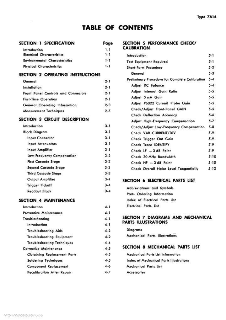 TEKTRONIX 7A14 service manual (2nd page)
