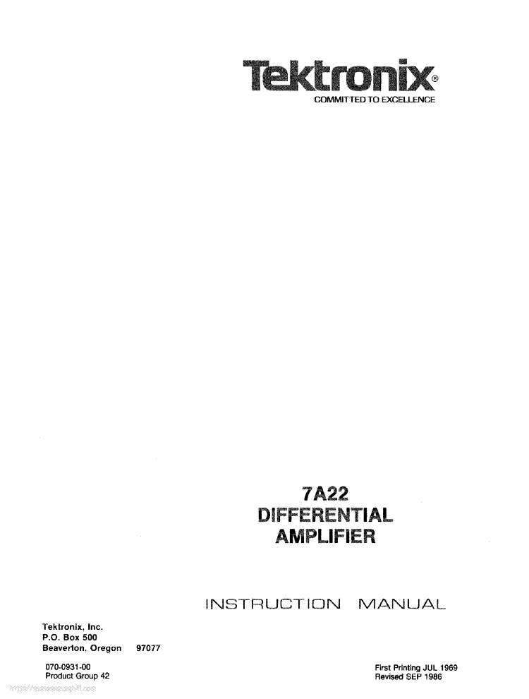 TEKTRONIX 7A22 service manual (1st page)