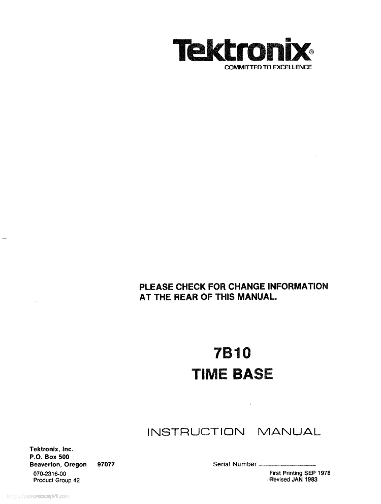 TEKTRONIX 7B10 service manual (1st page)