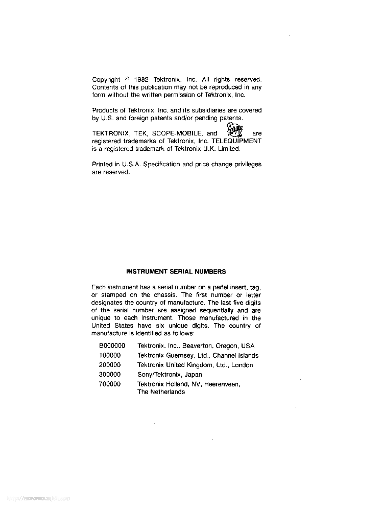 TEKTRONIX 7D20 service manual (2nd page)