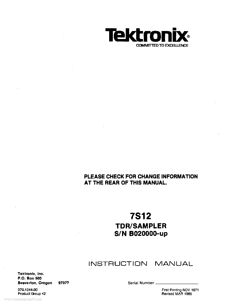 TEKTRONIX 7S12 service manual (1st page)