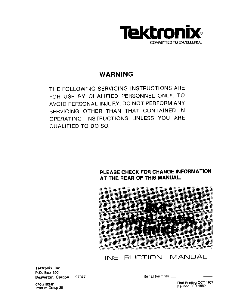 TEKTRONIX 851 SM service manual (1st page)